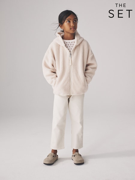 The Set Pink/Cream 2 Pack Borg Fleece Zip Through Hoodies (W35741) | 124 QAR - 144 QAR