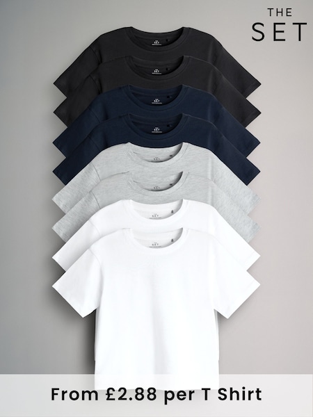 The Set Black/Navy 8 Pack Short Sleeve Skater T-Shirts (W35746) | €33 - €41
