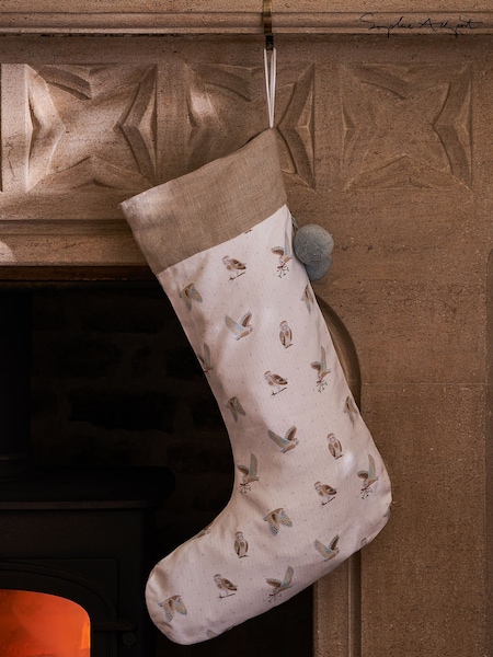 Sophie Allport Off White Snowy Owls Christmas Stockings (W35761) | AED134