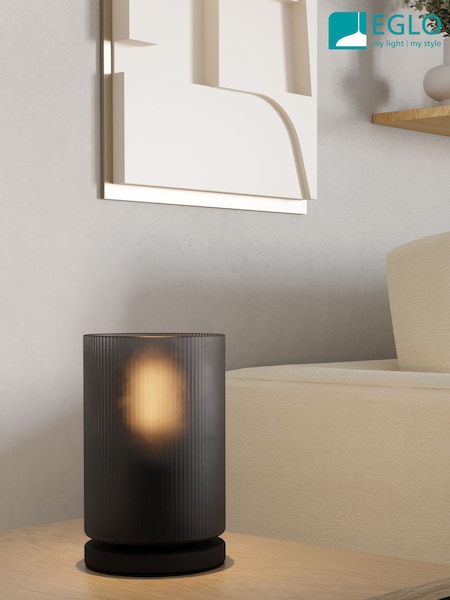 Eglo Black Colomera Glass and Steel Minimalist Table Lamp (W35837) | €50