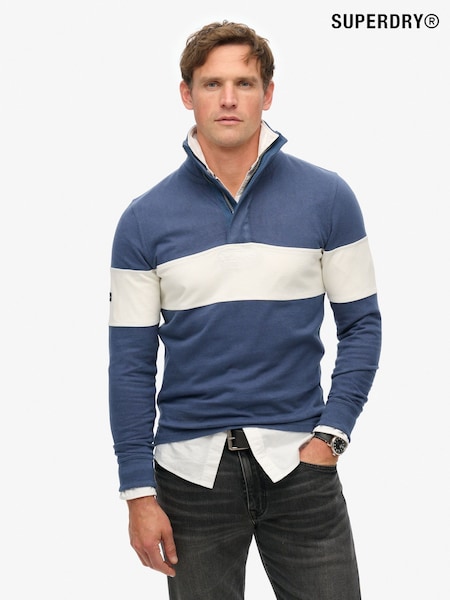 Superdry Blue Classic Rugby Half Zip Sweat Top (W35905) | SGD 106