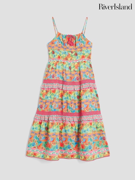 River Island Orange Girls Tropical Stripe Maxi Dress (W35923) | €40