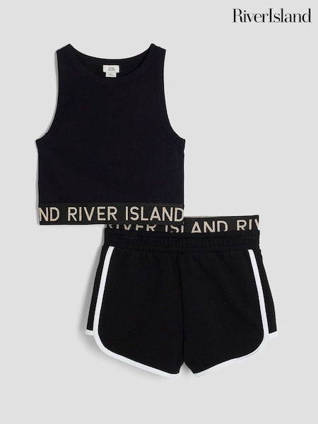 River Island Black Girls Glitter Tank Top Set (W35931) | €29