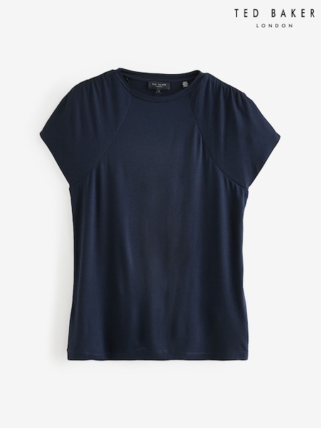 Albastru - Ted Baker Elmie Gather Shoulder Detail T-Shirt (W35941) | 365 LEI