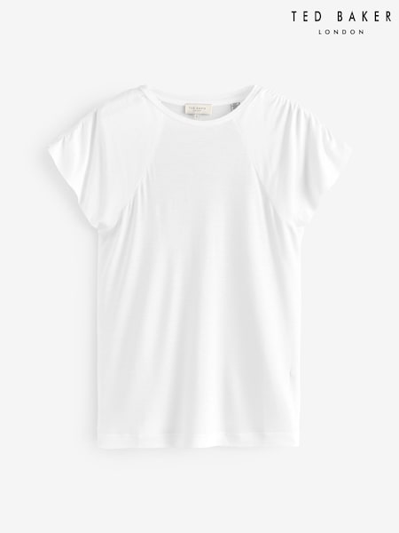 Ted Baker White Elmie Gather Shoulder Detail T-Shirt (W35950) | R$ 485