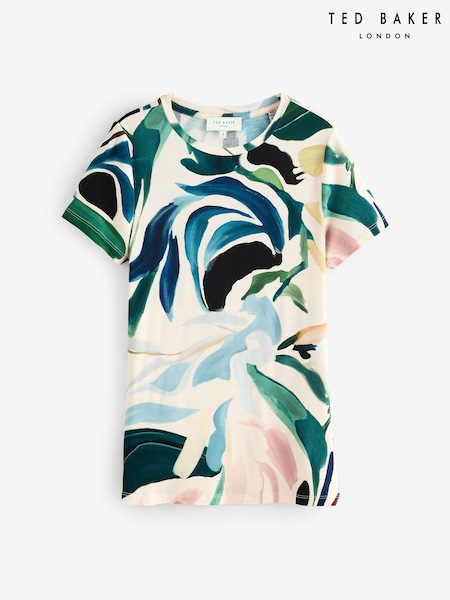 Grün - Ted Baker Haiiley Printed Fitted Short Sleeve T-Shirt (W35954) | 75 €
