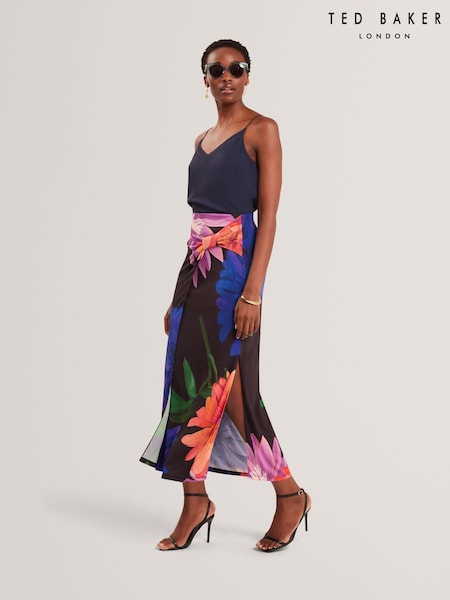 Ted Baker Black Varnia Printed Midi Skirt (W35971) | €178