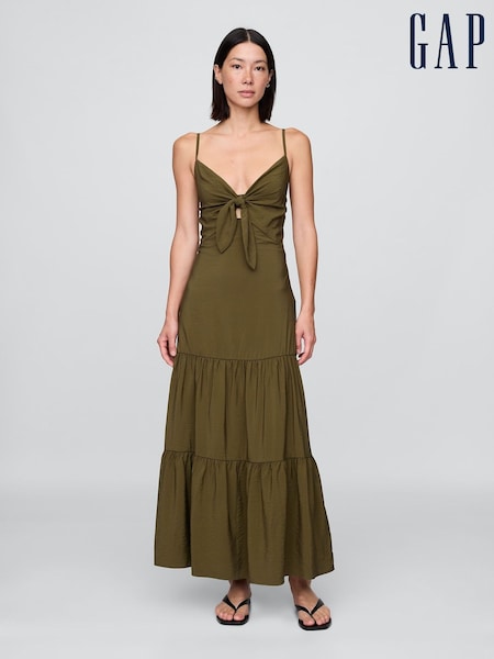 Gap Green Tie-Front Tiered Maxi Dress (W36018) | €98