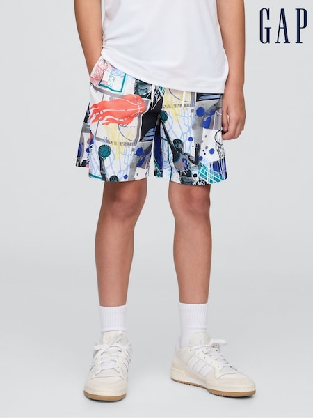 Gap Grey Basketball Print 6" Recycled Mesh Easy Shorts (4-13yrs) (W36128) | €34