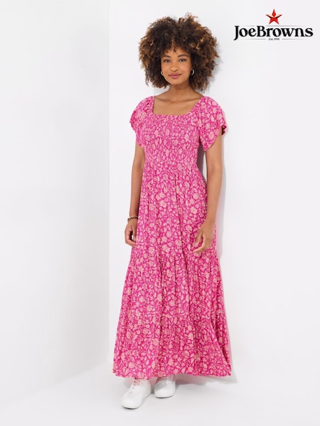 Joe Browns Pink Flattering Shirred Bodice Floral Maxi Dress (W36146) | €92