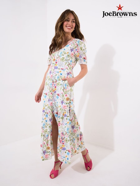Joe Browns White Vintage Lace Floral Print Maxi Dress (W36156) | ₪327