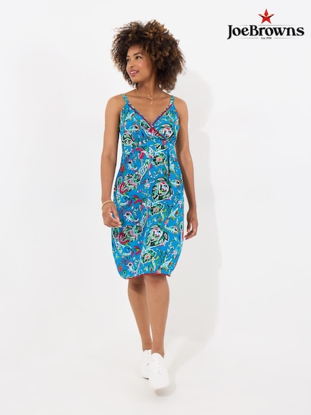 Joe Browns Blue Oversized Floral Pom Pom Trim Strappy Sundress (W36162) | €75