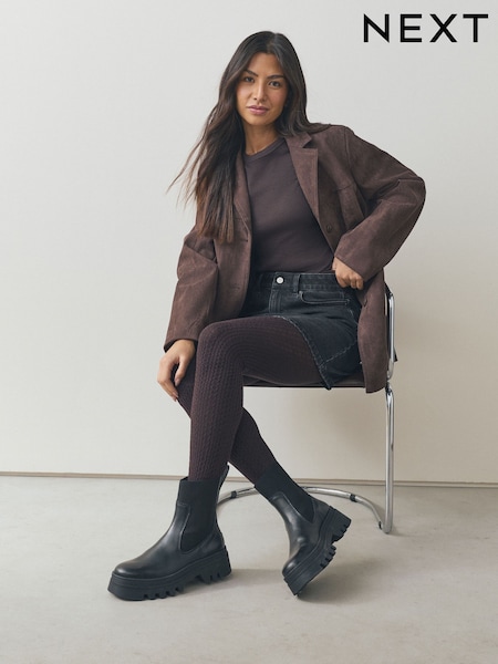 Chocolate Brown Warm Handle Knitted Cable Tights 1 Pack (W36218) | R$ 85