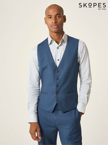 Skopes Blue Tailored Fit Remo Single Breasted Wool Rich Suit Waistcoat (W36236) | €93