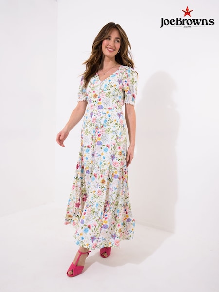 Joe Browns White Petite Vintage Lace Floral Print Maxi Dress (W36243) | ₪327