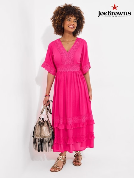 Joe Browns Pink Petite Lace Trim Boho Maxi Dress (W36246) | €107