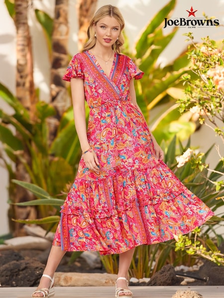Joe Browns Pink Petite Paisley Print V-Neck Maxi Dress (W36250) | €83