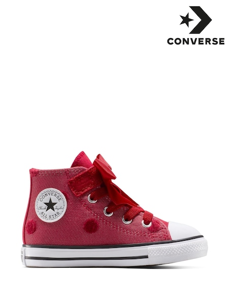 Converse Red Chuck Taylor Toddler Bow High Trainers (W36288) | AED233