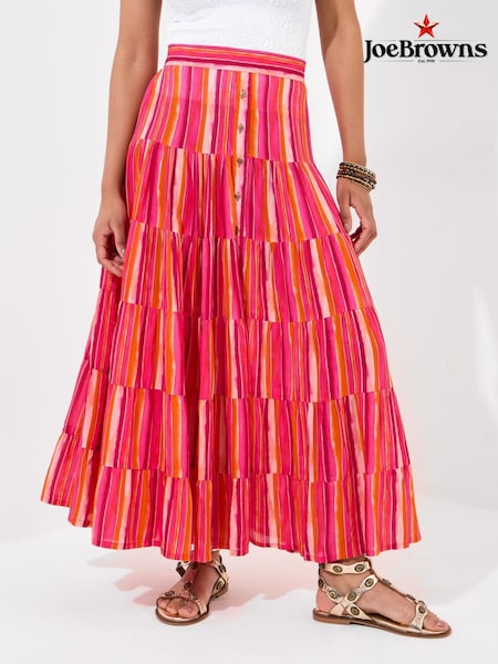 Joe Browns Pink Striped Flowy Tiered Modal Maxi Skirt (W36331) | 3,605 UAH