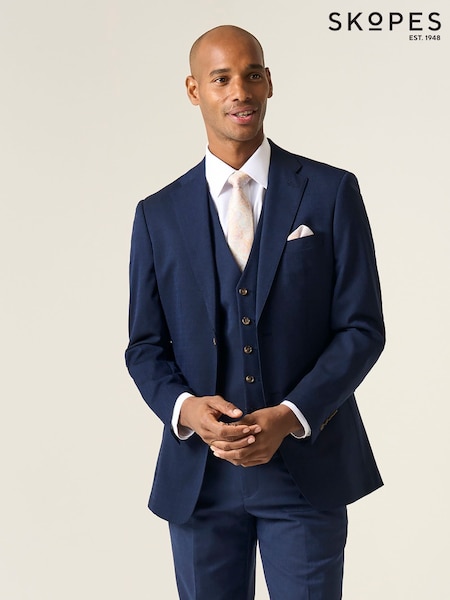 Skopes Blue Tailored Fit Caspian Stretch Look Suit Jacket (W36357) | AED582