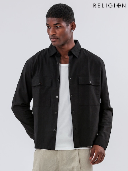 Religion Black Two Pocket Relaxed Shirt (W36366) | €85