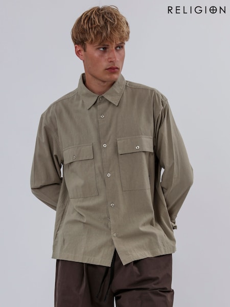 Religion Green Two Pocket Relaxed Shirt (W36371) | R$ 590