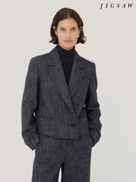 Jigsaw Blue Kelvin Boucle Cropped Jacket (W36388) | €313