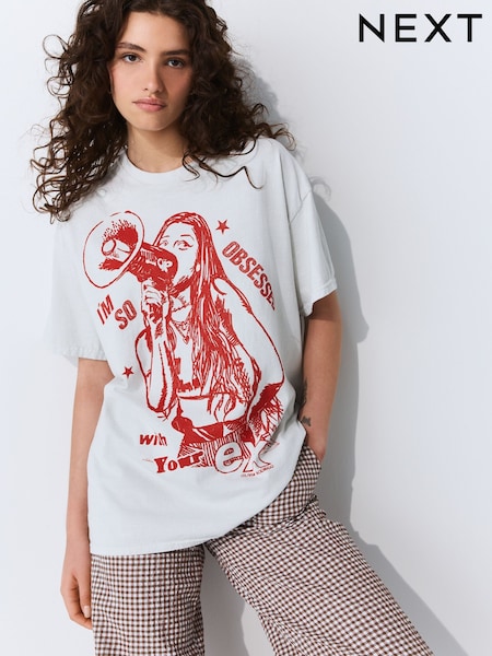 White Official License Olivia Rodrigo Oversized Graphic Short Sleeve T-Shirt (W36390) | €34.50