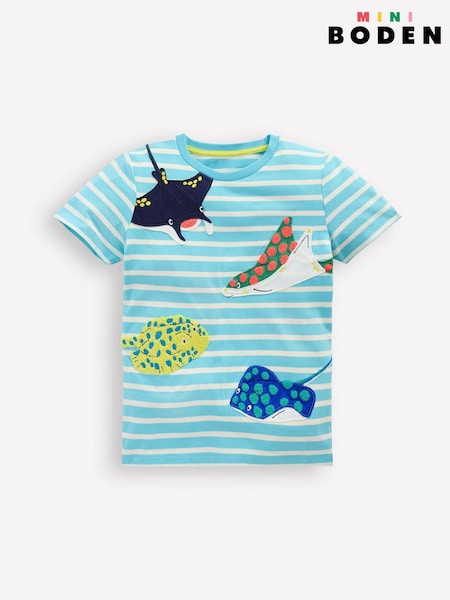 Boden Blue Appliqué 100% Cotton T-Shirt (W36434) | €28 - €31