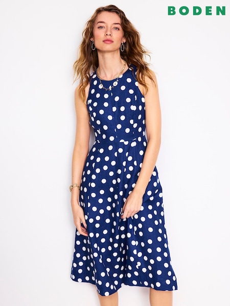 Boden Blue Carla 100% Linen Midi Dress (W36437) | €208