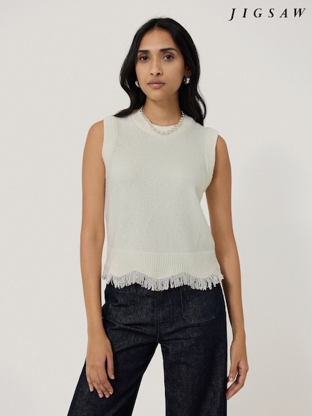 Jigsaw Cream Blend Boucle Fringe Tank (W36500) | AED699
