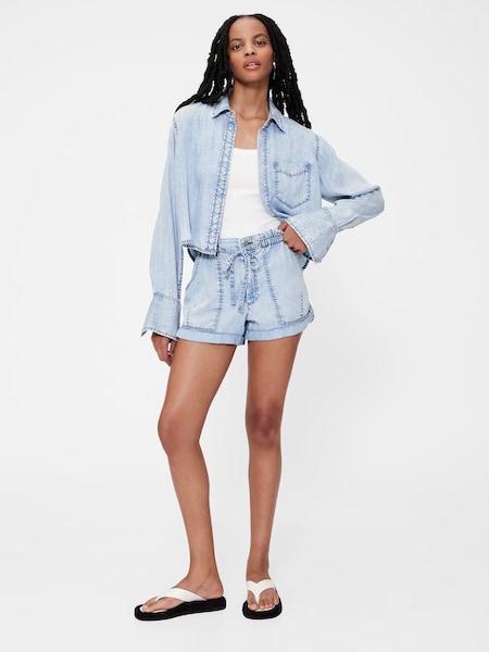 GapStudio Blue High Rise Draped Denim Easy Shorts (W36517) | € 148