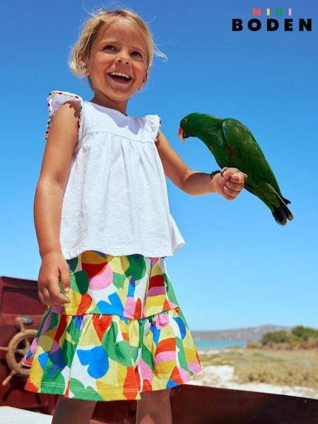 Boden Green Tiered 100% Cotton Jersey Skirt (W36534) | kr300 - kr328