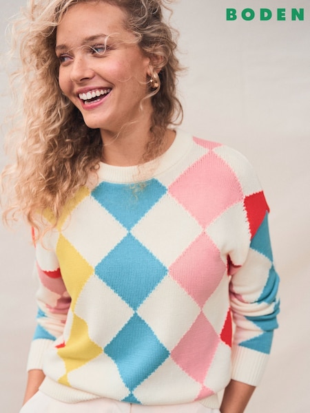 Boden Multi 100% Cotton Argyle Jumper (W36558) | 5,407 UAH