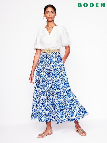 Boden Nadia Poplin 100% Cotton Maxi Skirt (W36562) | ‏493‏₪