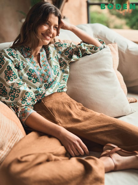 Boden Green 100% Cotton Notch Neck Top (W36593) | 4,206 UAH
