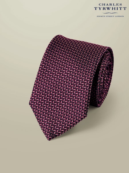 Charles Tyrwhitt Dark Pink Stain Resistant Geo Tie (W36638) | 173 QAR