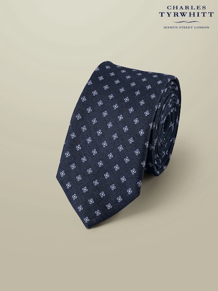 Charles Tyrwhitt Blue Silk Linen Printed Tie (W36666) | €66