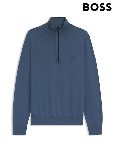 BOSS Blue Kanobix Quarter Zip Logo Jumper (W36704) | €171