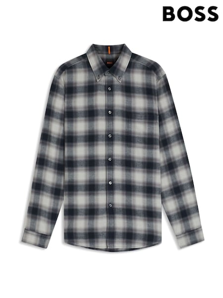 BOSS Grey Rickert Check Flannel Shirt (W36720) | 563 QAR