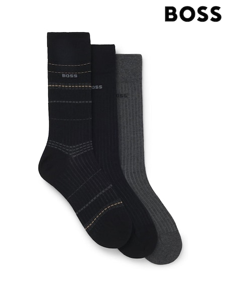 BOSS Black Rib Logo Socks 3 Pack (W36733) | €40