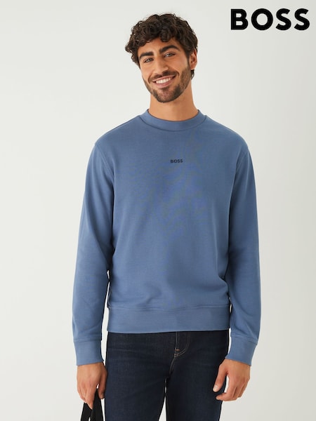BOSS Blue Regular Fit Logo Crew Neck Sweatshirt Jumper (W36798) | €152