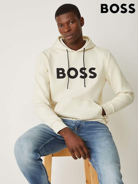 BOSS White Soody Zone Logo Hoodie (W36818) | €216