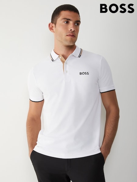 BOSS Natural Paddy Pro Tipped Collar Polo Shirt (W36822) | €131