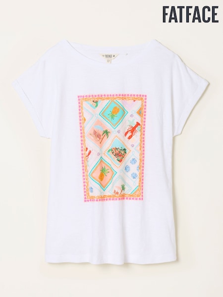 FatFace Ivy White Postcard Graphic T-Shirt (W36872) | AED172
