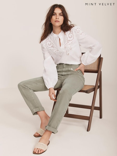 Mint Velvet Green Sculpting Slim Zip Pocket Jeans (W36949) | €126