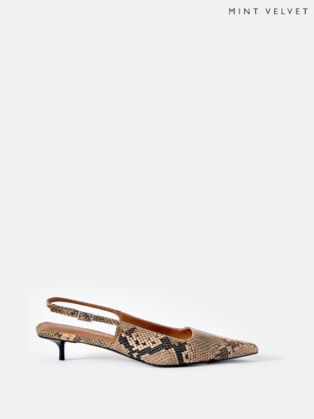 Mint Velvet Cream Lol Snake Print Kitten Heels (W36951) | AED641