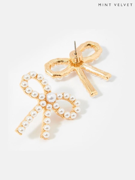 Mint Velvet Gold Tone Bow Earrings (W36968) | 1,322 UAH