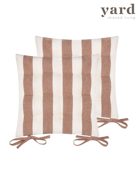 Yard 2 Pack Pecan Hayle Striped Cotton Seat Pads (W37012) | €43