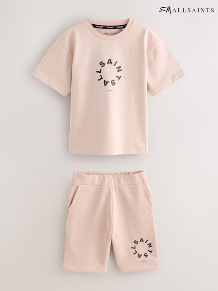smALLSAINTS Pink Tierra T-Shirt and Sweat Shorts Set (W37026) | AED198 - AED221
